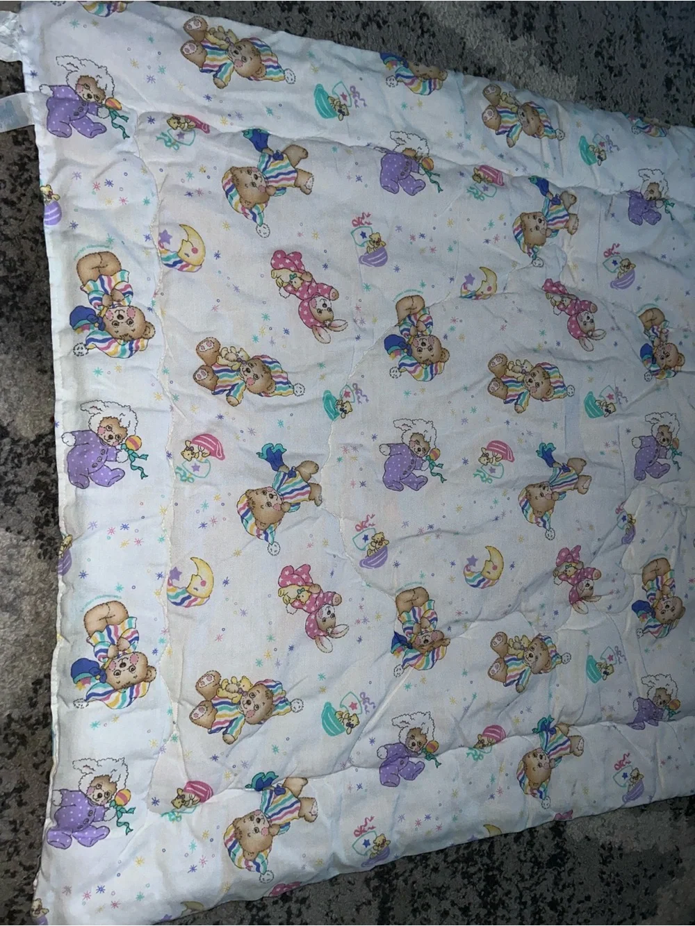Vintage Riegel Teddy Beddy Bear quilt blanket comforter 80’s moon boat lamb bun